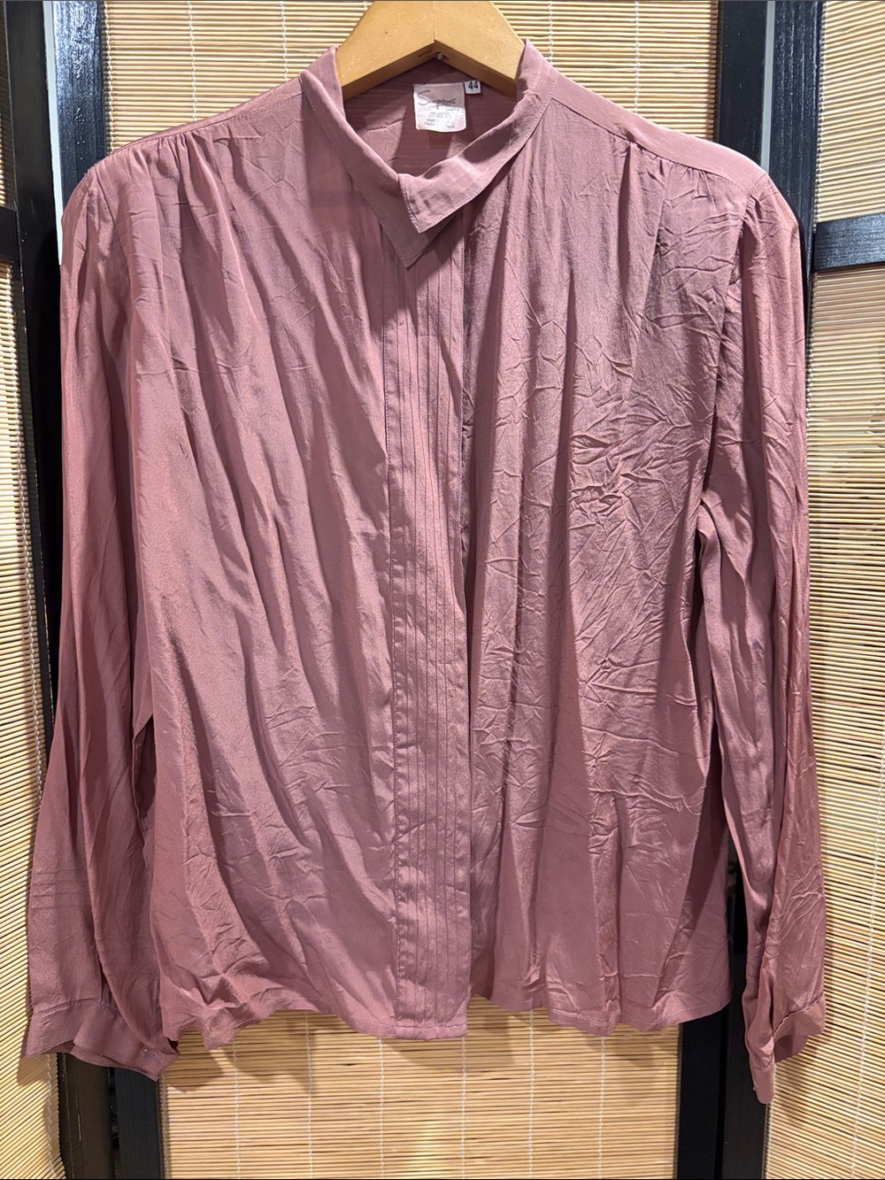 Vintage part silk Mauve Button-Front Blouse